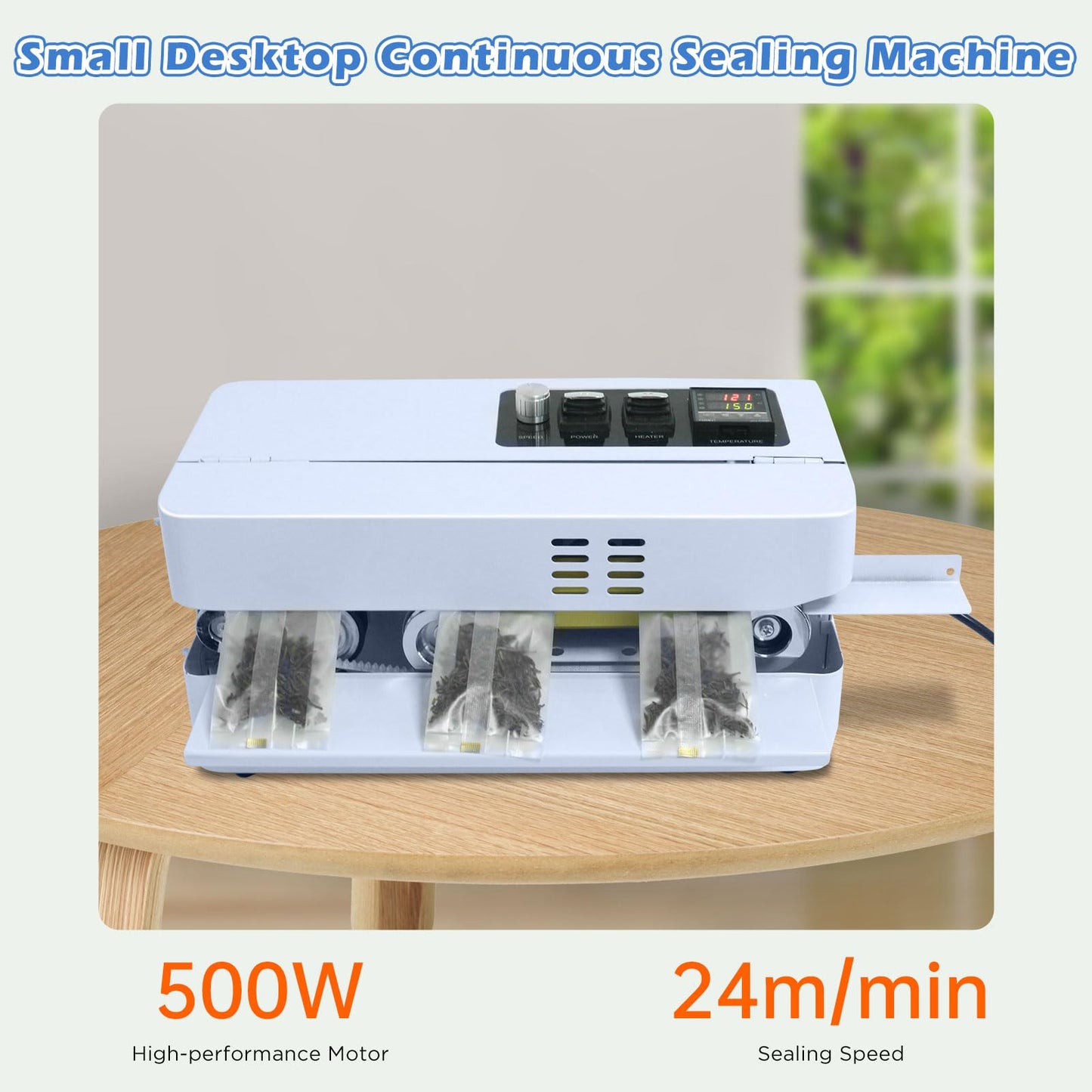 ZHONGMIN Automatic Continuous Bag Band Sealing Machine, Digital Temp Control, Adjustable Speed, Commercial Desktop Heat Sealer Machine for Plastic Bags Films Packaging (110V/60HZ)(FRC-510)