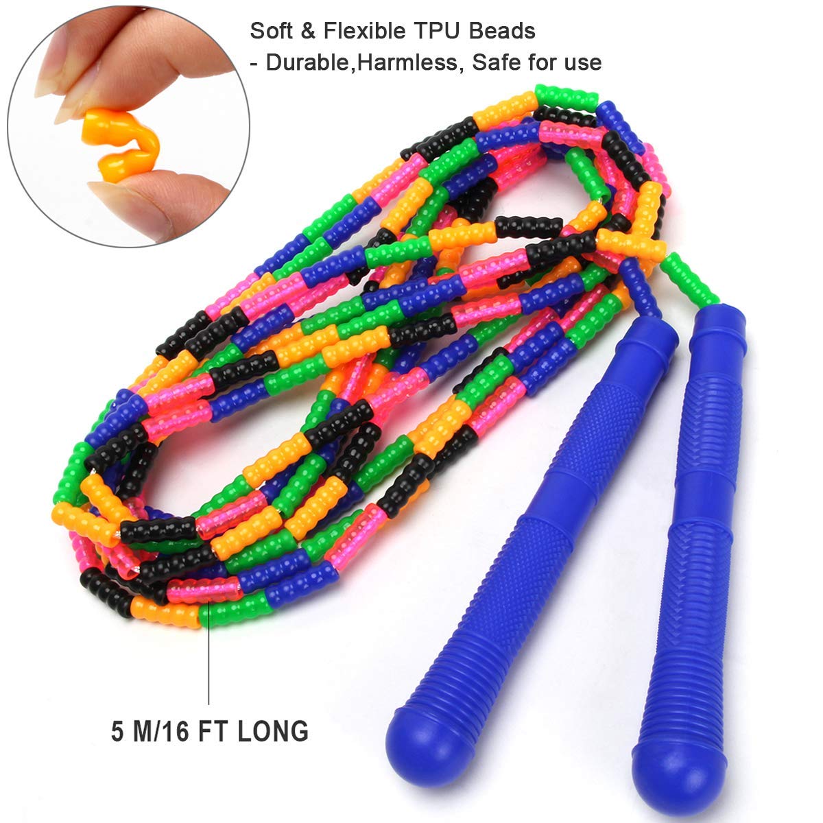 Coolrunner Skipping Ropes,adjustable Plastic Segmented Jump Rope,16 FT Long Jump Rope(2 PACK), Double Dutch Jump Rope, Fitness Workout Indoor & Outdoor Skipping Rope for Kids Men and Women