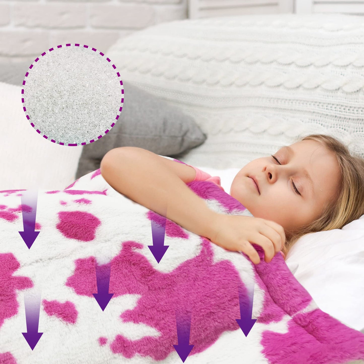 GOQO TOMO Weighted Electric Heated Blanket 36" x 48" Warming Blanket with 12 Heating Levels, Glass Beads - M3648(Pink)