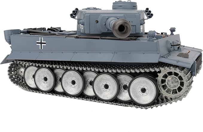 1/16 2.4ghz Remote Control German Tiger I Gray Color Tank Adults Model Toy(Upgraded/Metal Road Wheel & Tracks & Sprocket Wheel & Idle Wheel)(Steel Gear Gearbox)(5000mah Nimh Battery)(Airso