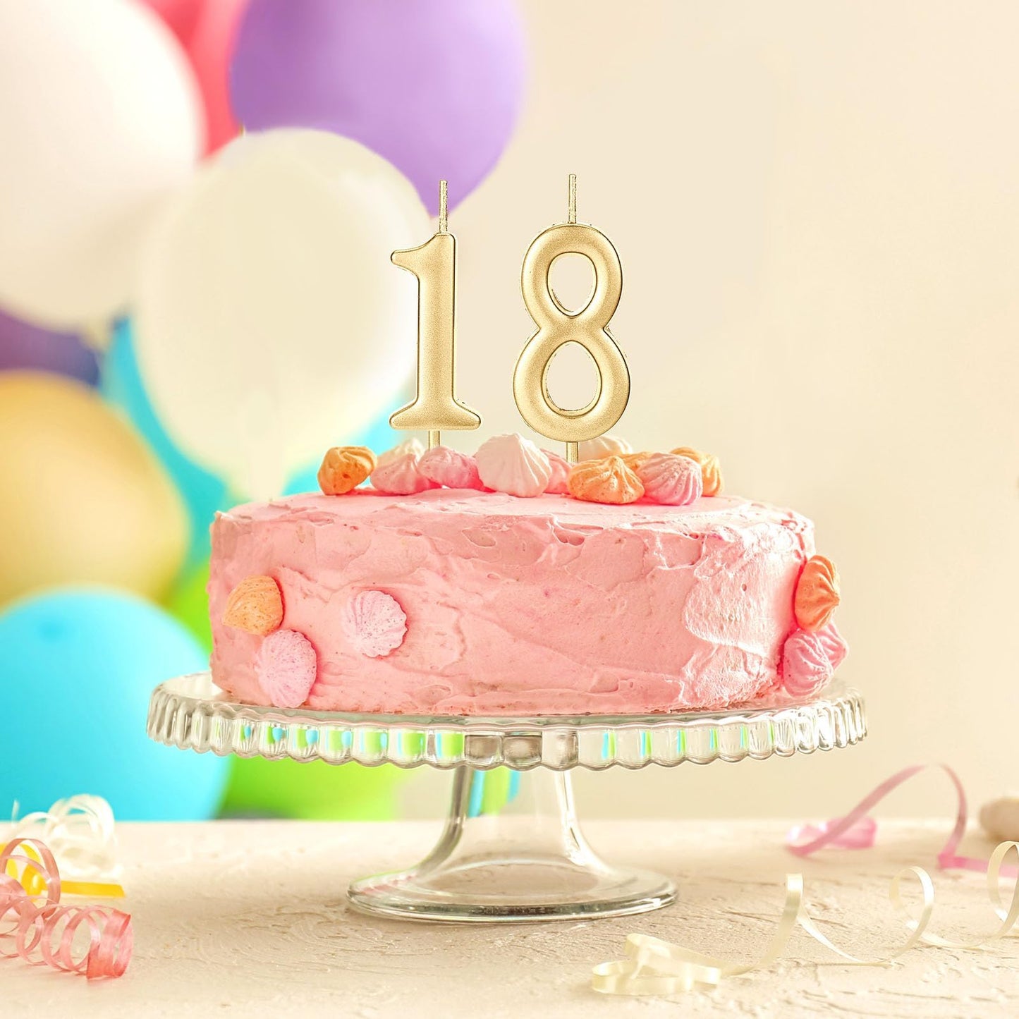 28 PCS Number Birthday Candles Champagne Number Candles Cake Candles for 1st Birthday to 18th Birthday Decoration, Wedding Anniversary, Party Celebration, Baby Showers (Champagne)