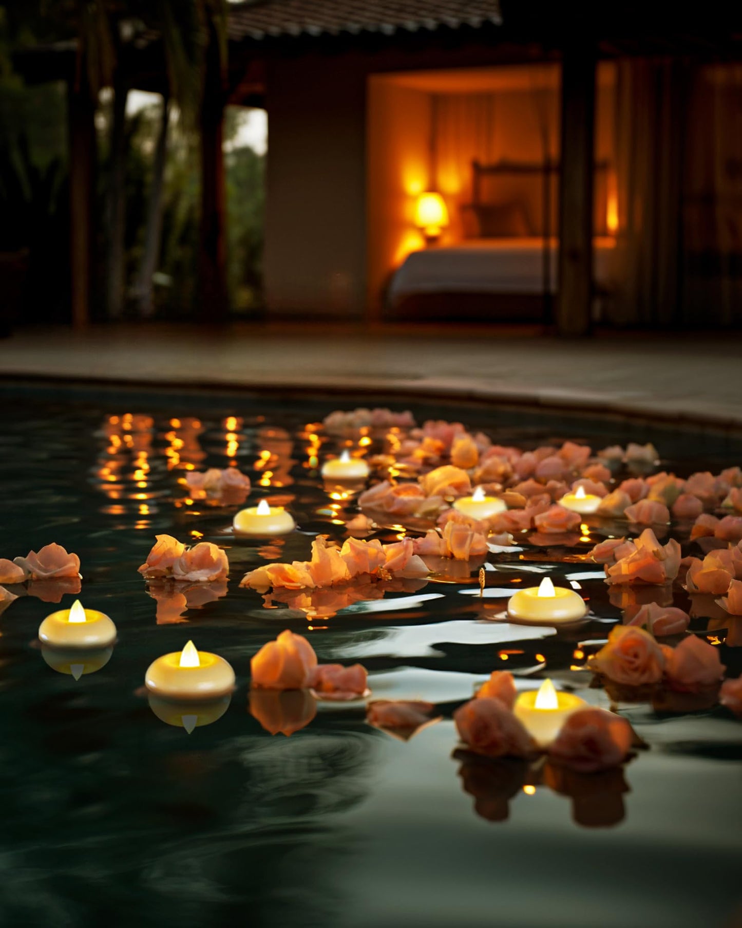 Homemory 12 Pack 2β Flameless Led Floating Candles, 200 Hour Battery Operated Flickering Waterproof Tealights for Cylinder Vases, Centerpieces at Wedding, Party, Pool, Holiday (Ivory Base)