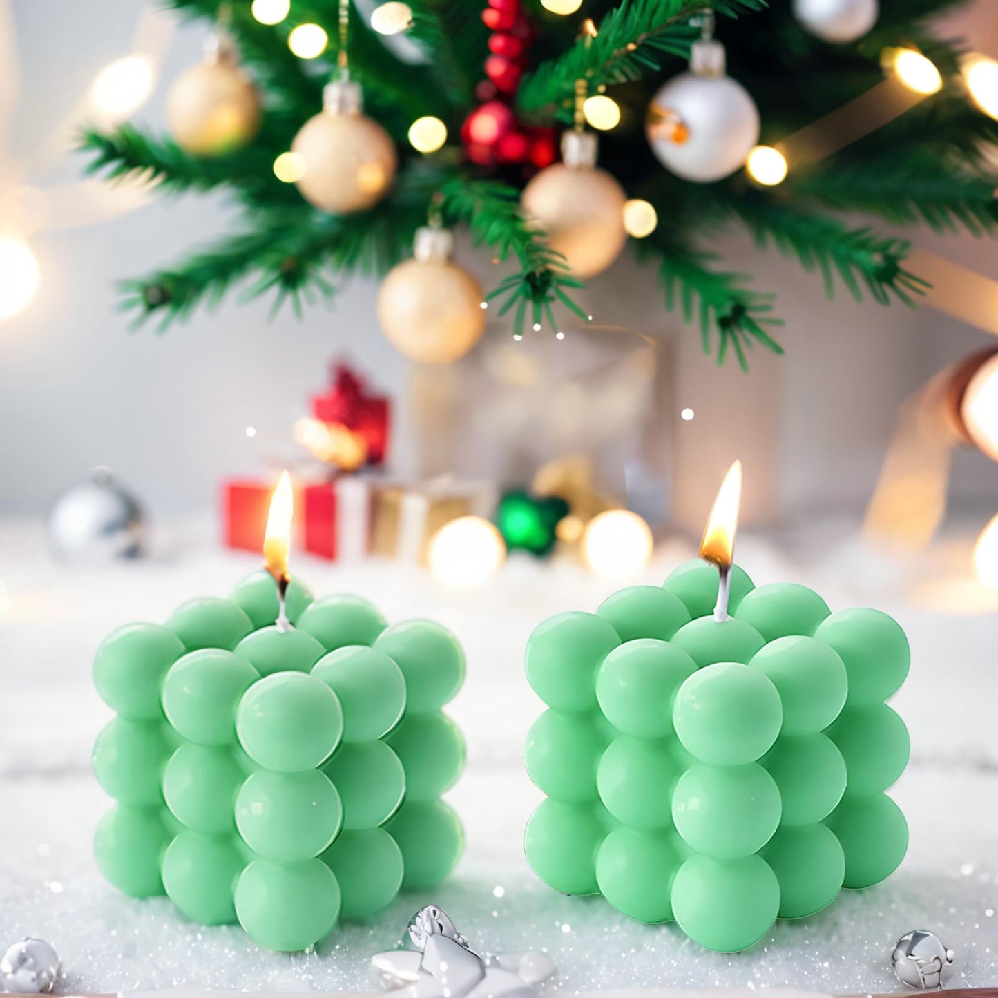 2PCS Bubble Candle Set, Cube Soy Wax Bubble Candles, Handcrafted Natural Scented Aesthetic Bubble Candle Set for Home Bedroom Decor, Birthday Mothers Day Gifts