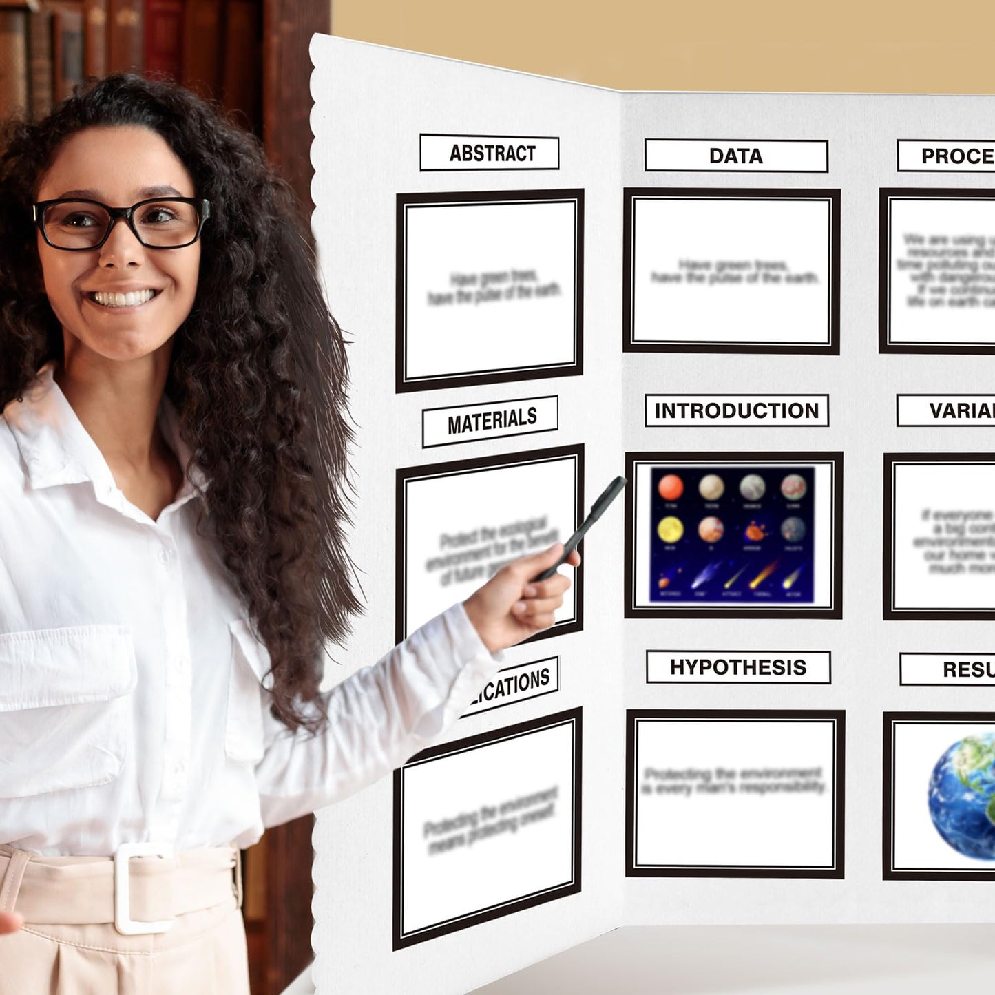 Paterr Trifold Poster Board with Storage Bag, Hook and Loop Fabric, Foldable 3 Panel Presentation Board for Science Fair and Exhibitions(White,72 x 36 Inch)