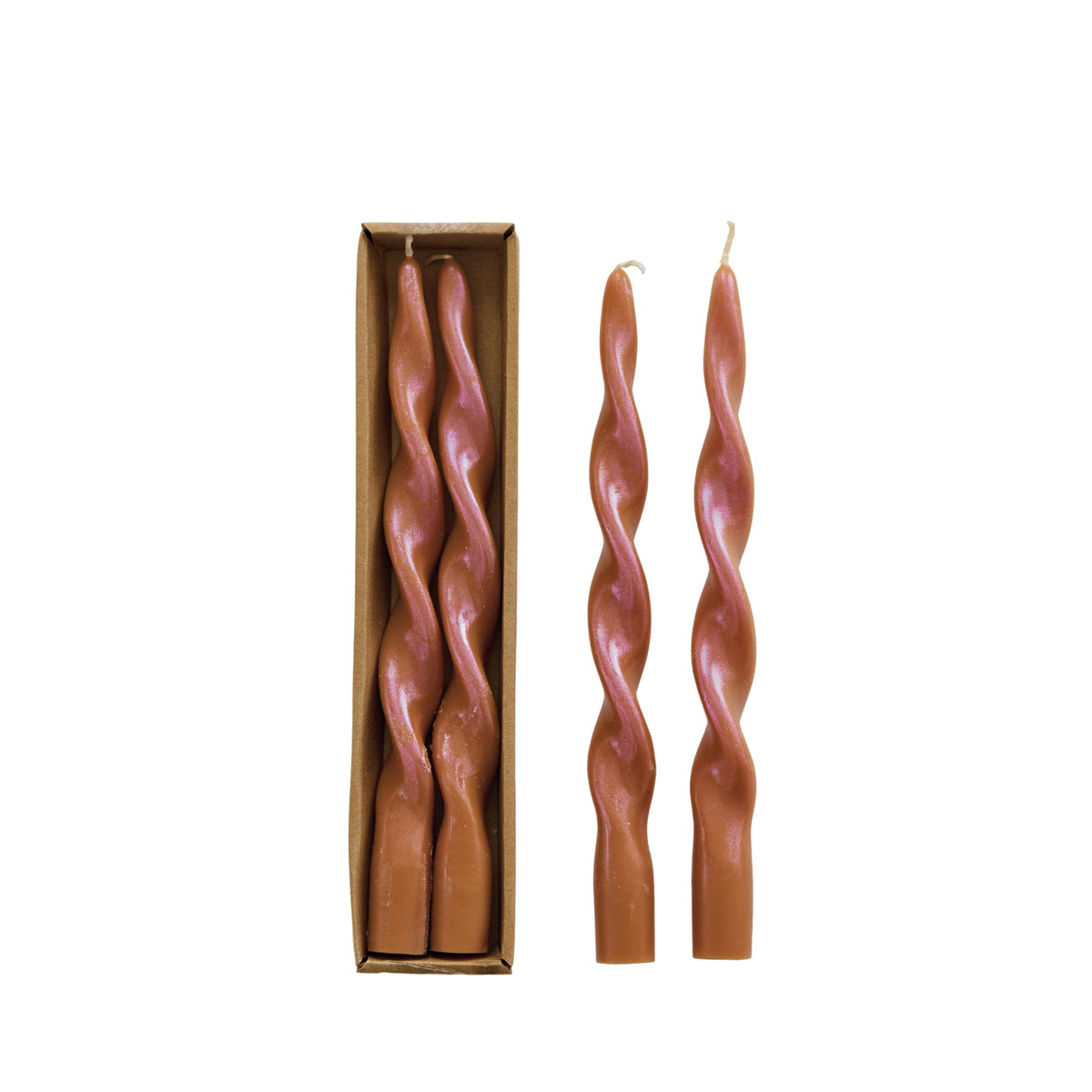 Creative Co-Op Set of 2 Unscented Twist Taper Candles, Boxed