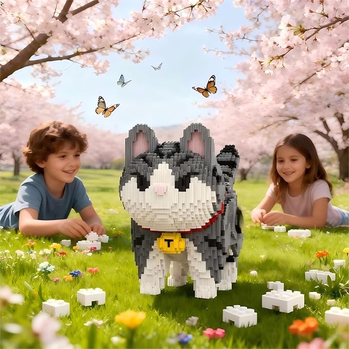 Gray Cat Micro Mini Building Block Sets for Adults No Compatible with Lego 6470PCS Pet Building Toys for Home & Office Decor MOC 3D Creative Model Gifts for Christmas