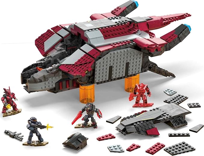 MEGA Halo Infinite Toy Building Sets Banished Phantom Aircraft with 1214 Pieces 4 Micro Action Figures and Accessories for Collectors