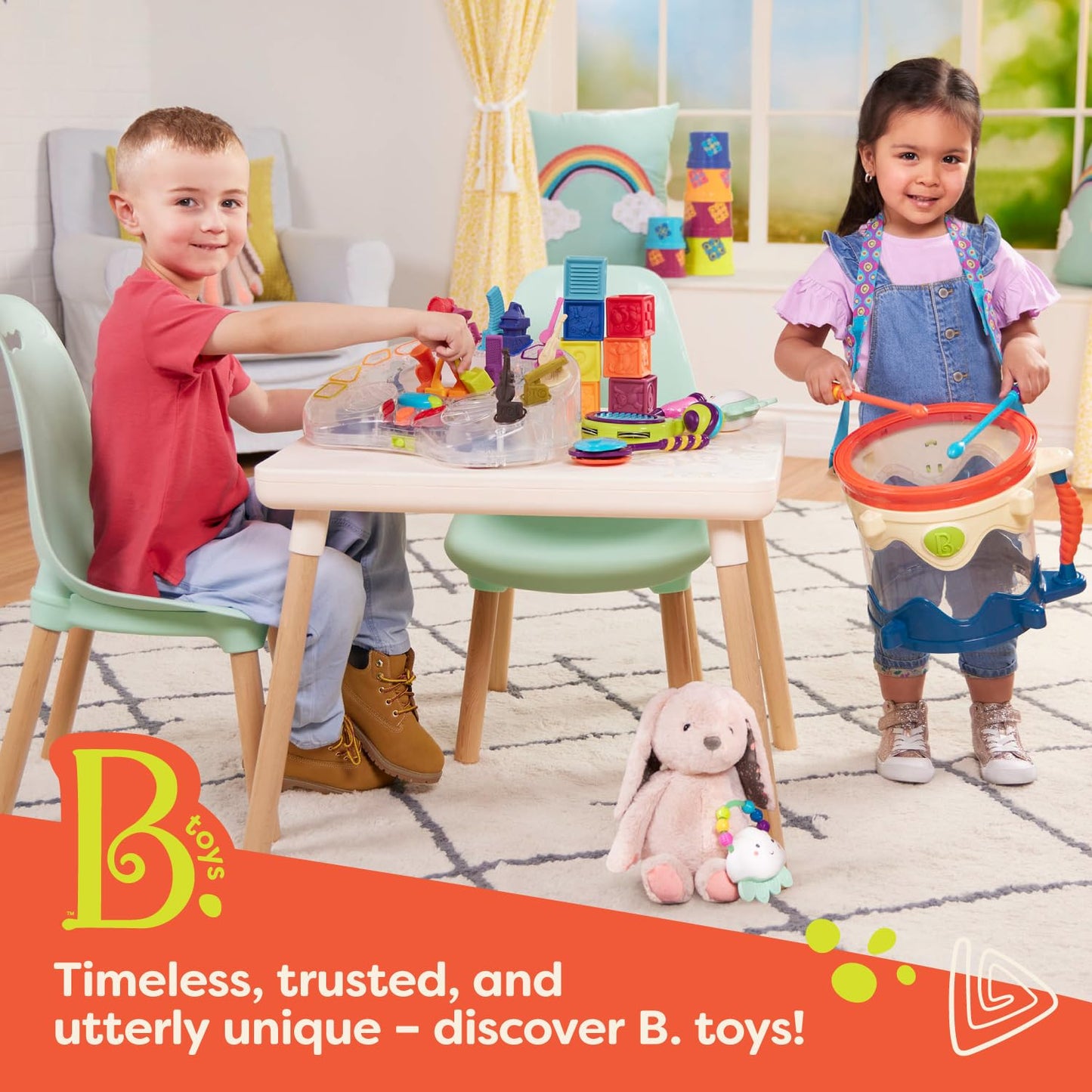 B. toys – Elemenosqueeze – Baby Blocks – 26 Soft Sort & Stack Blocks with Alphabet – Architectural Building Blocks – Shapes, Letters & Animals – 6+ Months