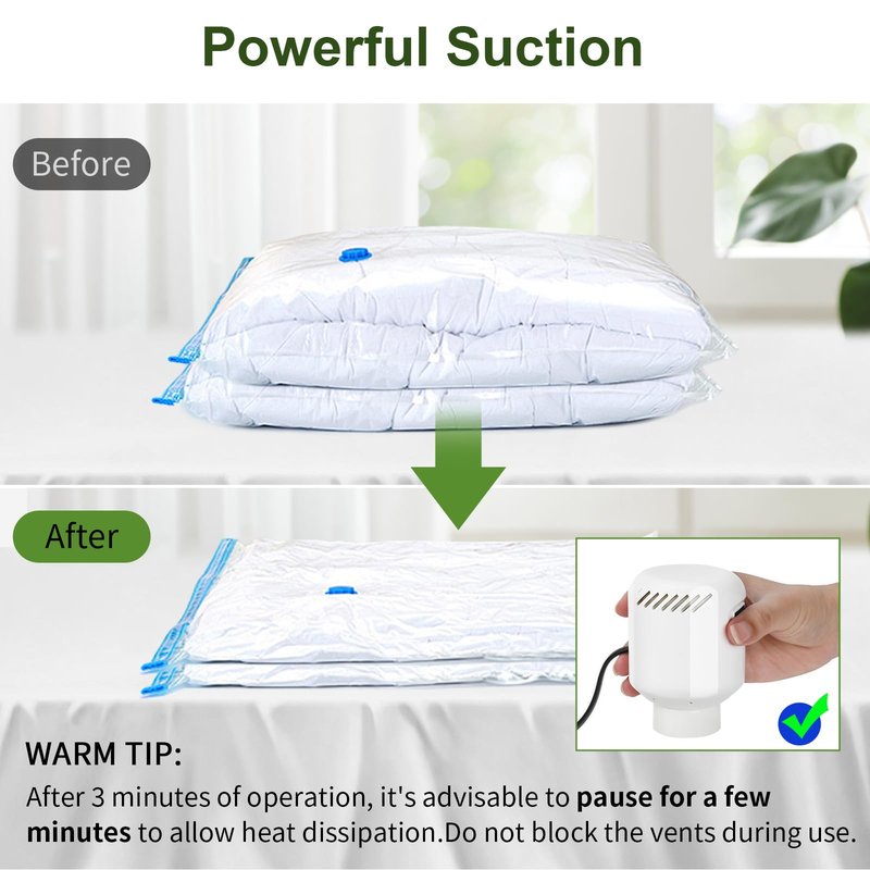 Electric Air Pump for Vacuum Storage Bags 55W Vacuum Seal Pump for Compressing Clothing Portable Vacuum Pump with Various Clothing/Quilts/Blankets