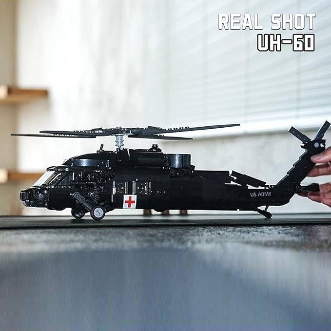 UH-60 Black Hawk Military Utility Helicopter Building Toy - Army Set with 692 PCS and 4 Toy Soldiers