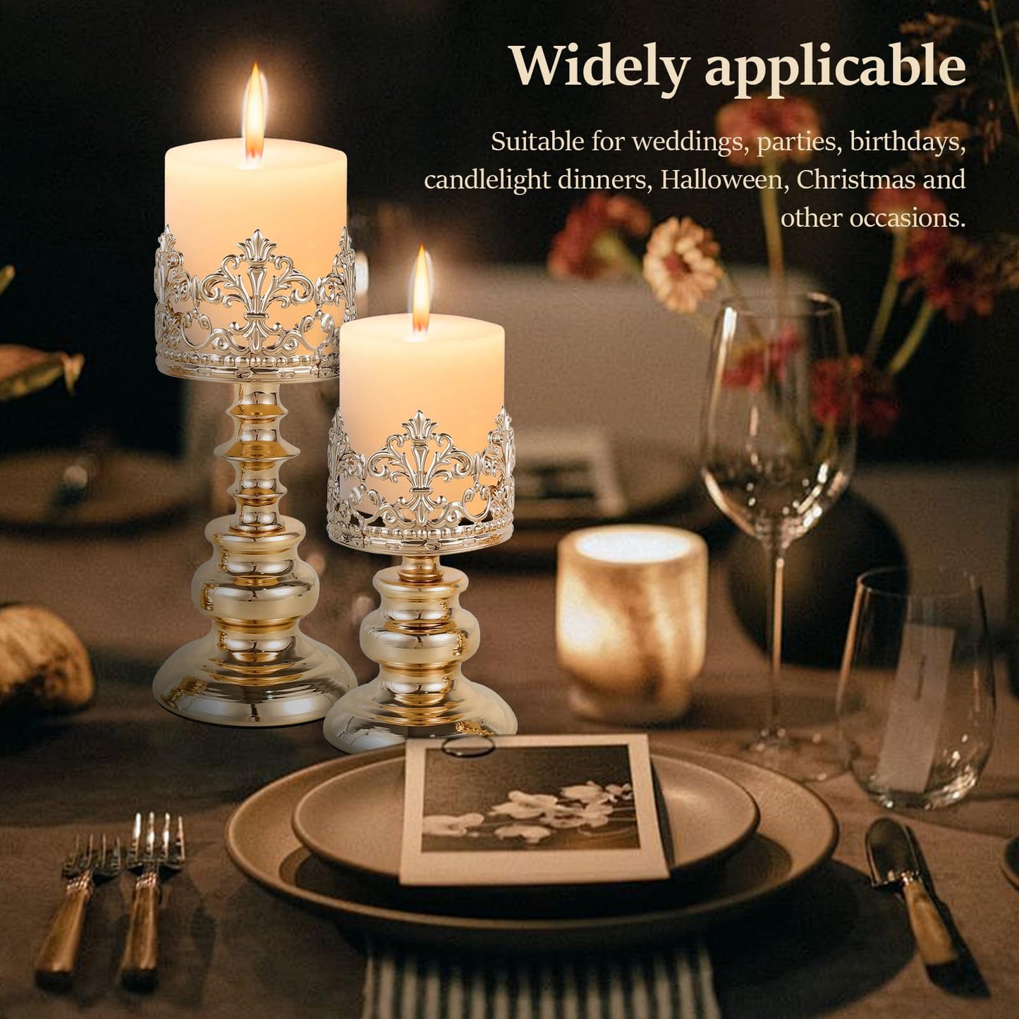 Metal Candle Holder Iron Candle Holder Candle Holder with Openwork Pattern Elegant Candle Holder Easy to Maintain and Clean Candle Holder Matchable Candle Holder Suitable for Party Dining Rooms
