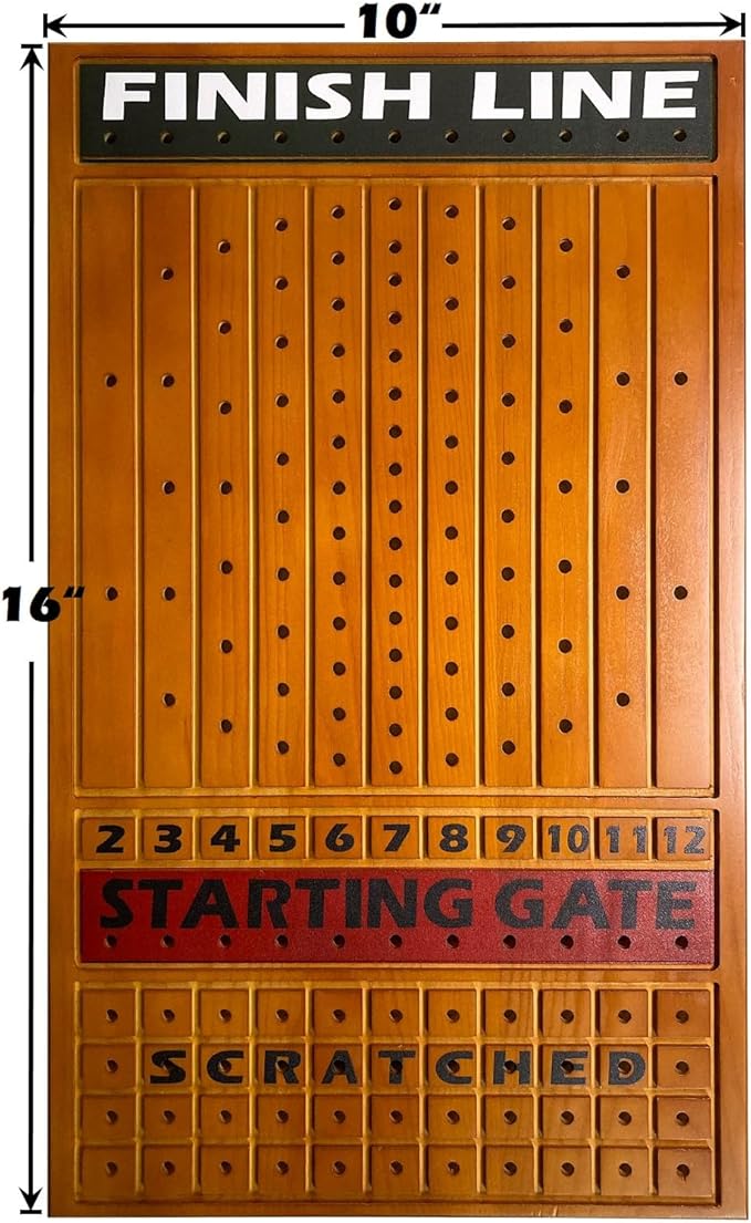 Horse Racing Game for Adults - 11 Luxurious Metal Horses (Silver Black Rose Gold) 16 Dark Pine Wood Race Board Dice & Card Included (Dark Color)