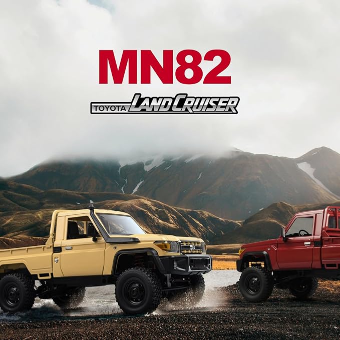 MN-82 1/12 Scale RC Rock Crawler Truck 4x4 Off-Road Remote Control Car with 2.4GHz Remote & Dual 1200mAh Batteries - Ideal Gift for Birthday/Christmas/Halloween (Ages 8+)