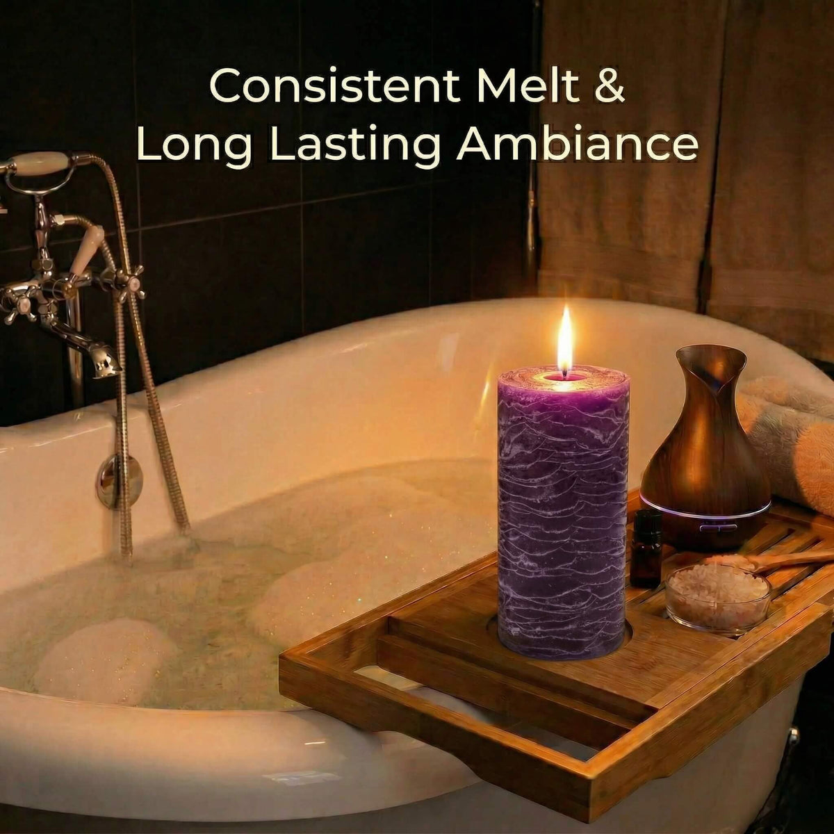 Richland Set of 3 Pillar Candles 3" x 6" Unscented (Purple Rustic) for Weddings Home Holidays Relaxation Spa Church