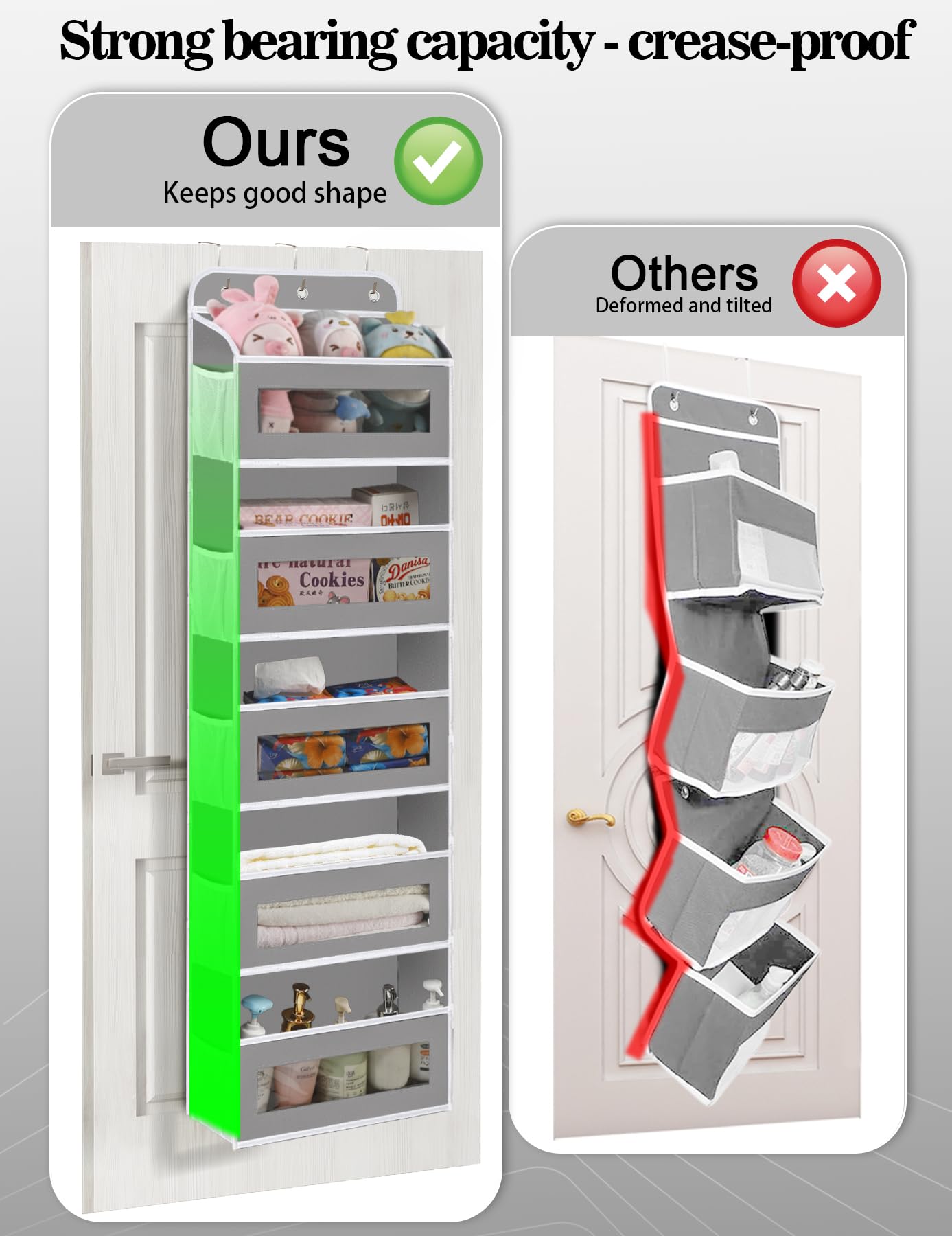 KYEVIS Over The Door Organizer, 5 Shelves Closet Door Hanging Organizer with 10 Mesh Pockets, Nursery Closet Organizer, Baby Essentials, Dorm Room Essentials for Girls
