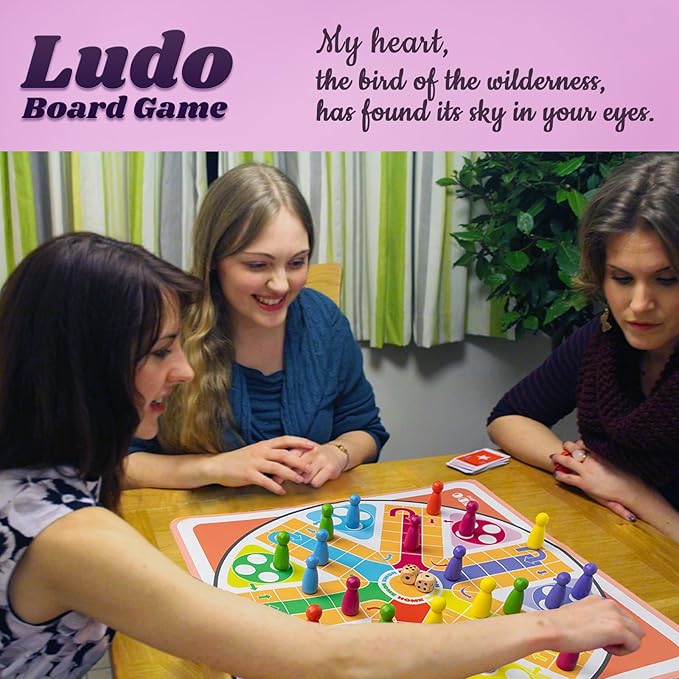 20 Inches Ludo Board Game2-6 Players Ludo Game for AdultsLudo & Parcheesi Board Games Suitable for Family Gathering & Party Night (Ludo Instruction Included)