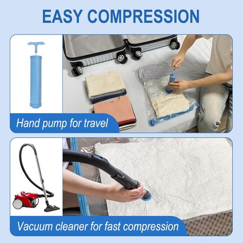 Fygrip Vacuum Storage Bags - Space-Saving Seal Bags with Hand Pump for Clothing & Blankets | 20 Combo Set
