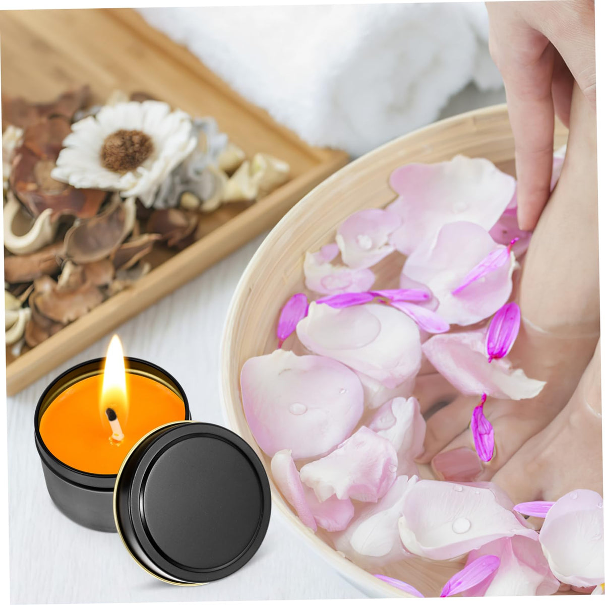 HAKIDZEL 4pcs Metal Can Candle Jars Aromatherapy Candle Holder Diy Tealight Tins