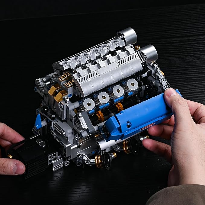 V8 Engine Model Kit That Runs Motorized Engine Building Set for Adults Working Visible Engine with Chain & Cylinder Linkage STEM Mechanical Building Toy Gift for Car Enthusiasts
