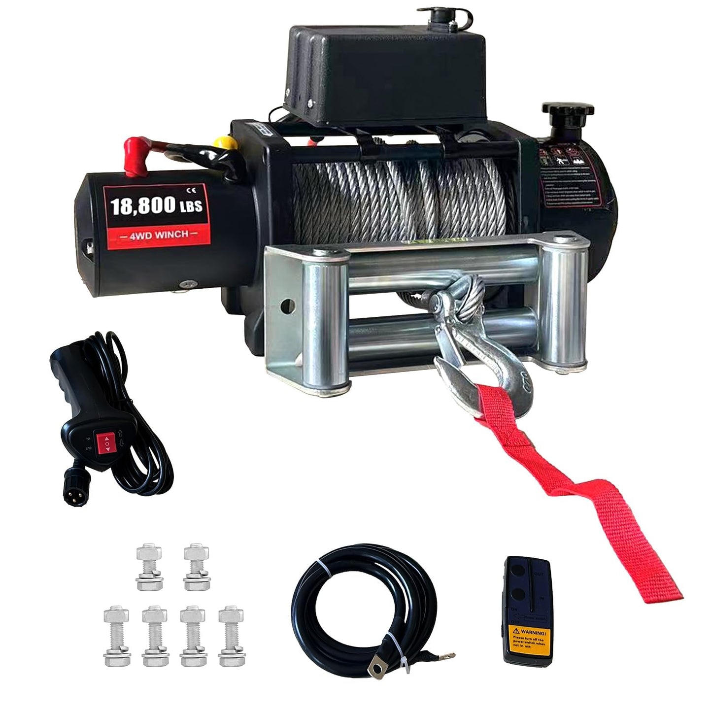 13,800 LBS Electric Winch, IP67 Waterproof 12v Truck Winch with 85Ft Red Synthetic Rope, Wireless & Wired Remote, Heavy Duty Power Winch for UTV, Off-Road, Towing, ATV & SUV