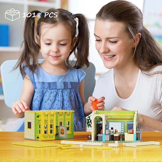 Happy Burgers House Building Set The Bob's House Kuchi Kopi Building Blocks Toys Set Compatible with Lego Great Gift and Collectibles Set for Belcher Family Cartoon TV Fans Boys & Girls(1018 PCS