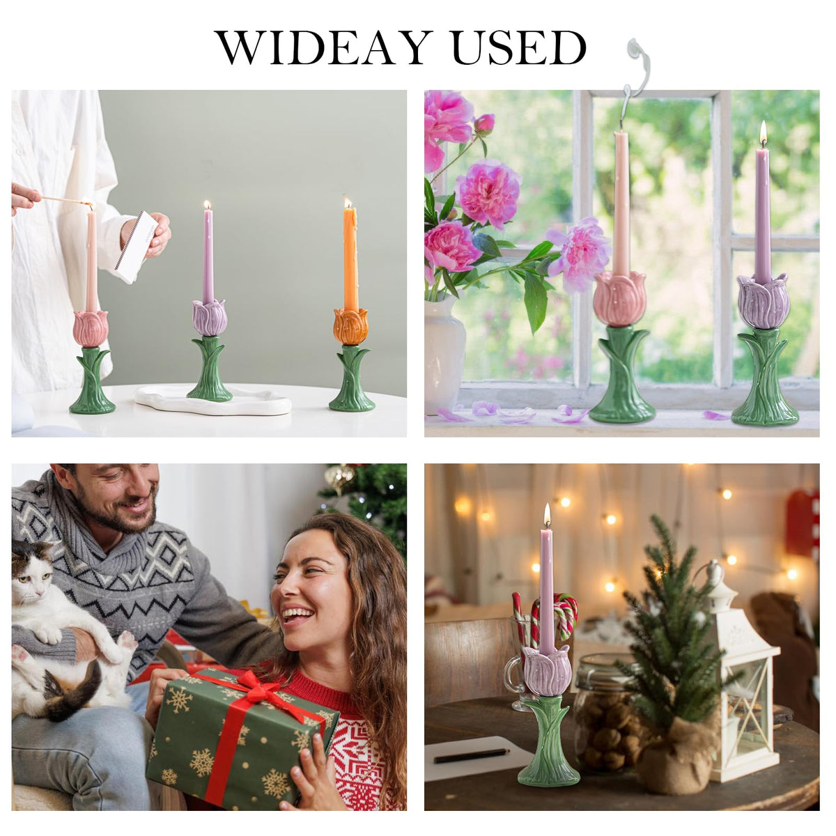 Ceramic Candlestick Holder, Candle Holder for Taper Candles,Incense, Santo Palo, Halloween Christmas Wedding Parties, Dining Room Home Decoration Display (Orange)