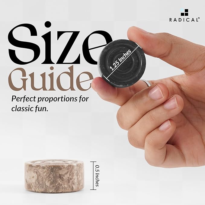 Radicaln Marble Checker Figures 1.25'' Inches Black and Oceanic Handmade Checker Pieces for Chess Board Game Draughts Game Chess and Checkers Set