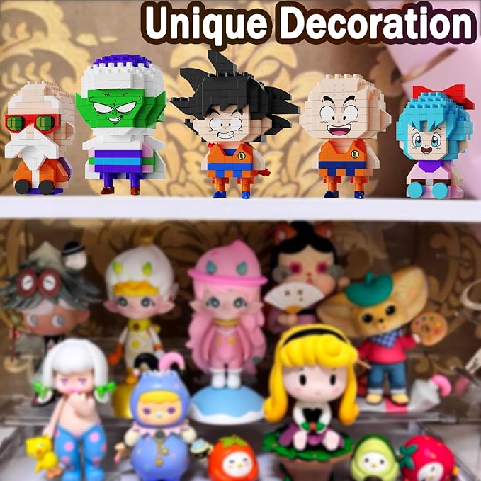 5 Dragon Figures Brick Mini Headz Building Toy 2IN1 Sitting & Standing Model Cute Main Dinosaur Ball Z Characters Merch Figures Micro Blocks Set Ideal Gift for Fans Adult Teen 14+ (1025PCS)