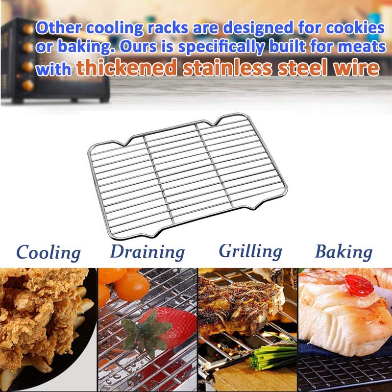Turbokey Oven Roasting Rack 11 x 15.4 inch Rectangle Baking Cooling Steaming Grilling Rack with 4 Legs Stainless Steel Rack,Perfect To Cool and Bake(11"X15.4",39X28cm)