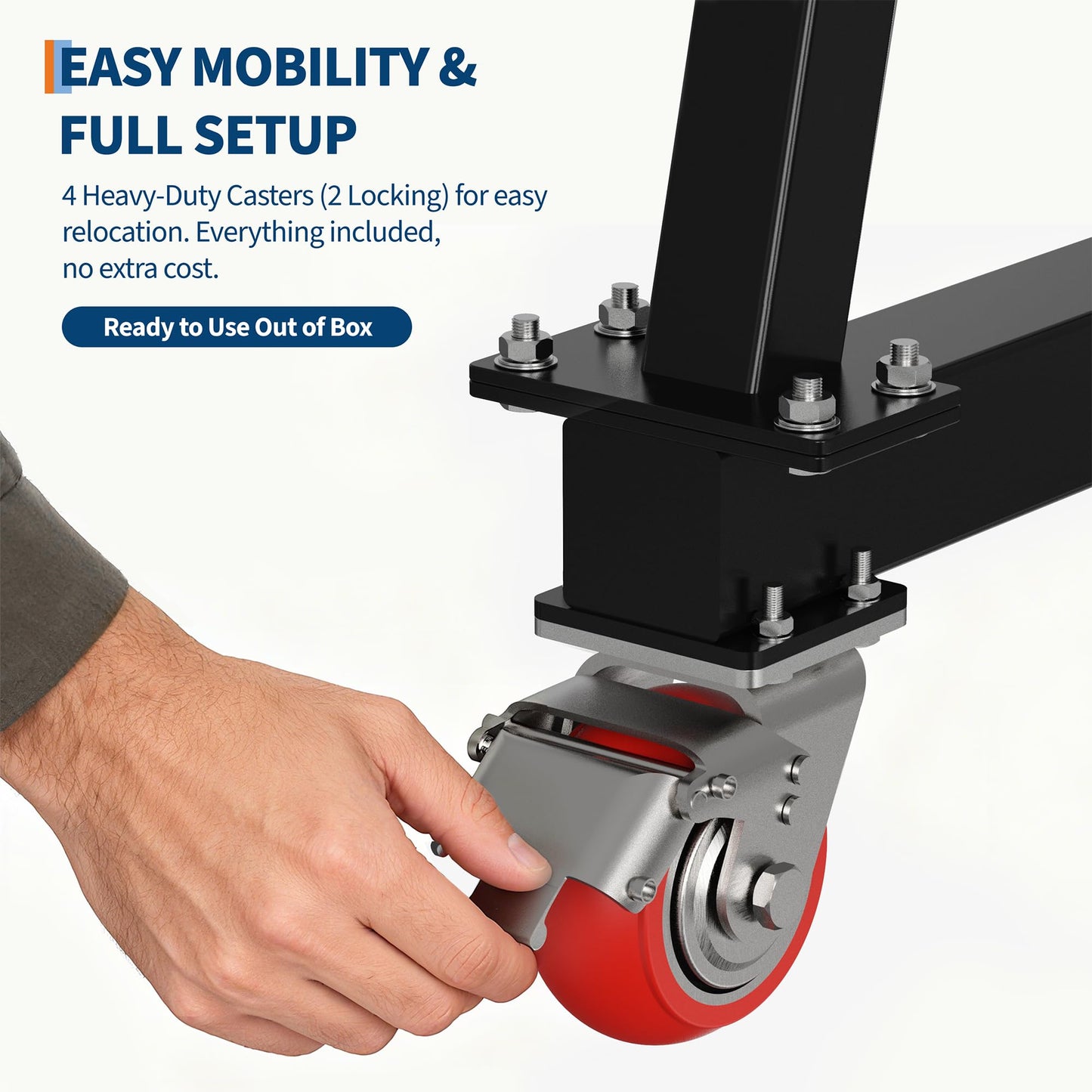 Adjustable Gantry Crane 2 Ton (4400 LBS), 12 Locking Positions (97" to 141") with Triangle Base, Portable I-Beam Hoist for Factory, Warehouse, Auto Repair & Construction