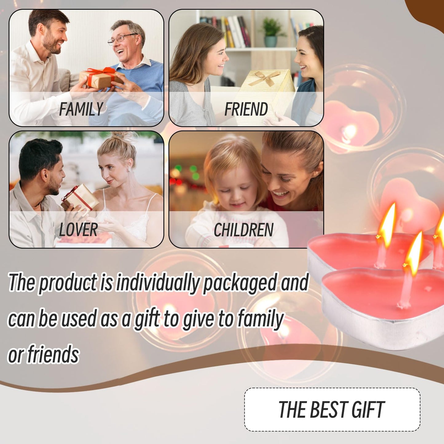 Heart Shaped Tealight Candles 50 Packs,25 * 2 Layers Romantic Love Unscented mokeless for Dinner Home Wedding (Red)