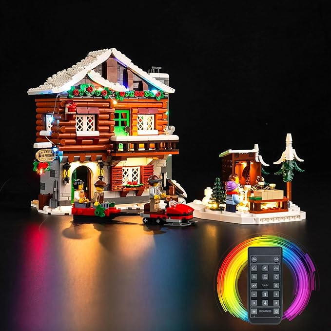 VONADO LED Light Kit for Lego Alpine Lodge Christmas Village 10325 Remote Control Lighting Set Accessories Compatible with Lego 10325 Christmas Winter Village Set (Lights Only No Models)