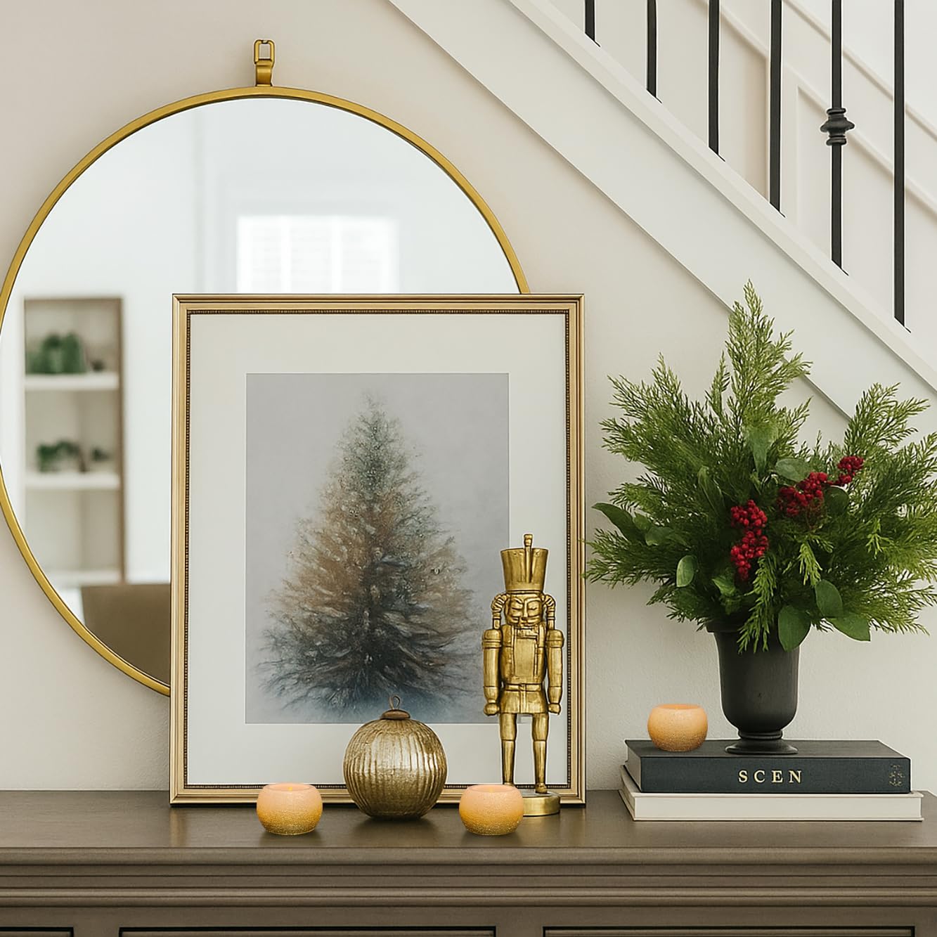 FURORA LIGHTING Gold Glitter Flameless Candles - Small 2.4" W x 1.6" H Real Wax, LED Flicker, 3-Pack, Battery Included, Home Decor & Centerpiece