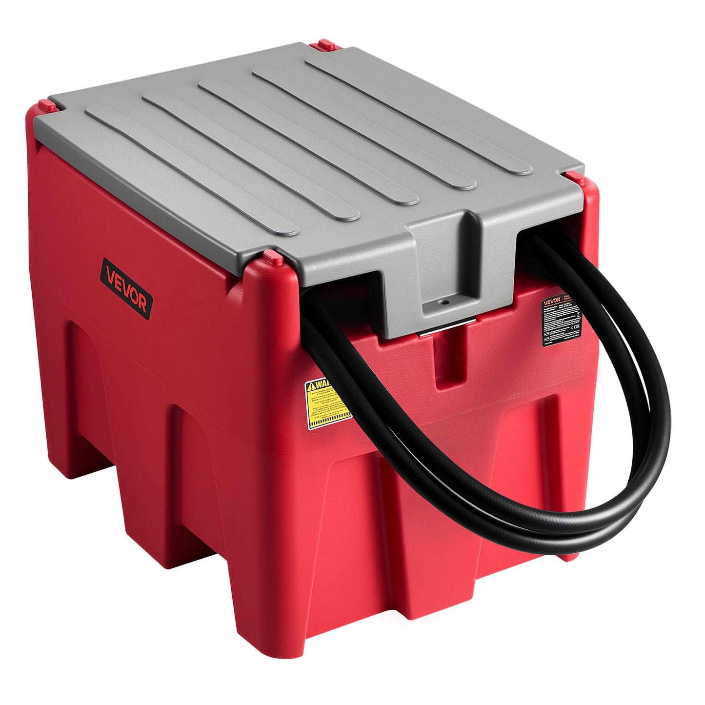 VEVOR Portable Diesel Tank, 58 Gallon Capacity & 10 GPM Flow Rate, Fuel Tank with 12V Electric Transfer Pump and 13.1ft Rubber Hose, PE Diesel Transfer Tank for Easy Fuel Transportation, Red
