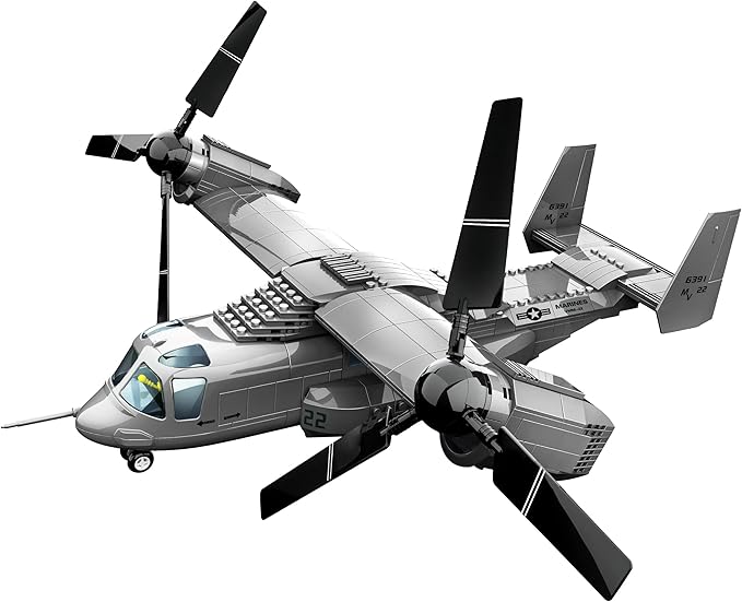 Apostrophe Games V-22 Osprey Tiltrotor Aircraft Building Block Set – 460-Pcs Plane for Kids Older Than 10 and Adults – Compatible with All Building Bricks