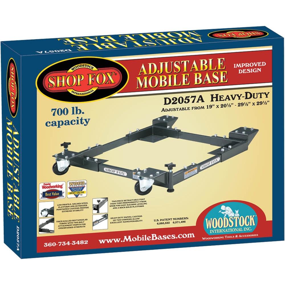 Shop Fox D2057A Adjustable Mobile Base, Small Charcoal Grey