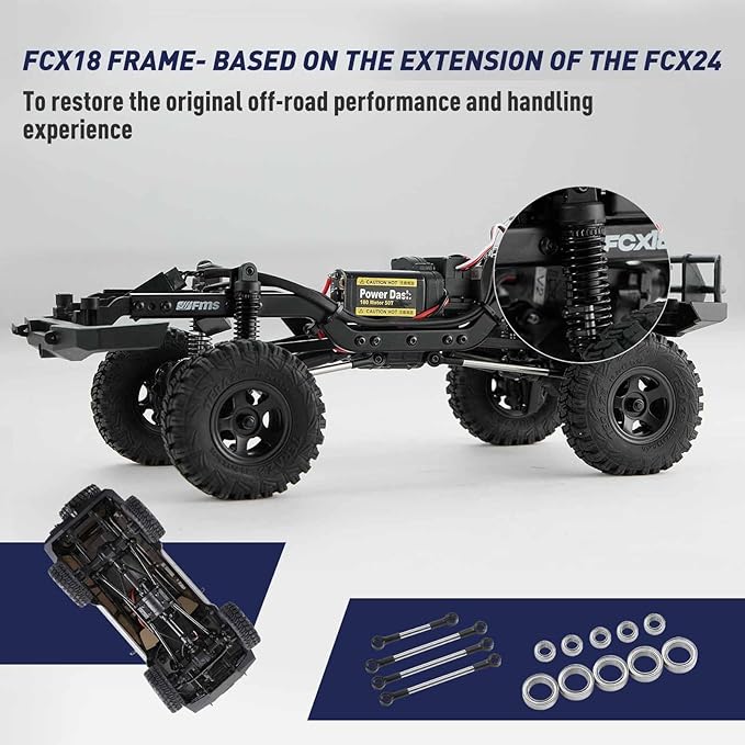 FCX18 FMS RC Crawler Toyota Cruiser 1/18 LC80 Offroad Trucks 4X4 RC Rock Crawler with Portal Axles LED Lights for Adults (Grey)