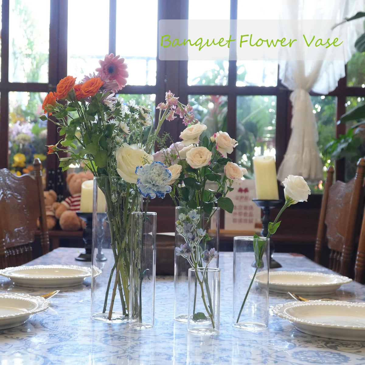 Zomiol 40pcs Glass Vase for Centerpieces, 4,6,7.5,8,10 inch Tall Clear Cylinder Flower Vase Bulk Floating Candle Holder for Wedding Table Home Décor and Party