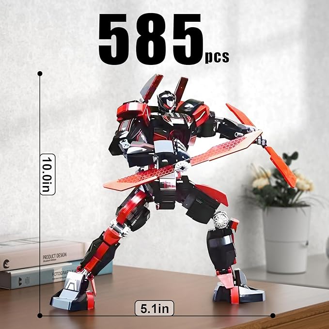 HIGH GODO Wanderer Mech Building Blocks Set for AdultsDark Robot Model Building Kit with 2 Multiple Weapons 585 Pieces Creative Collectible Gift for Teens 14+