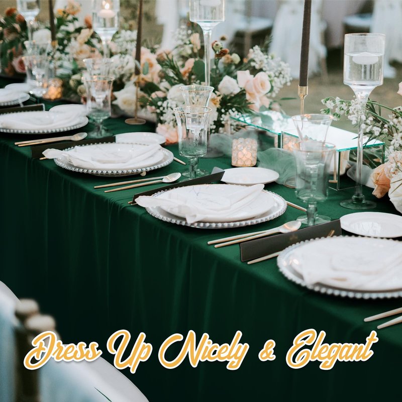 BRILLMAX 6 Pack Hunter Green Tablecloths 90 x 132 Inch for 6ft Rectangle Tables - 150 GSM Polyester Fabric, Floor Length Drop, Water, Stain & Wrinkle Resistant Cloth for Wedding Reception Banquet