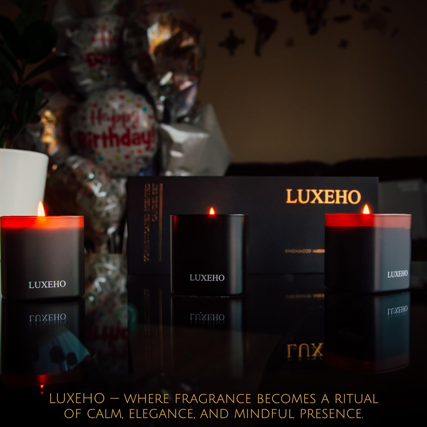 Luxury Scented Candle Set 3-Pack | Home Decor & Giftable Soy Candles | Champagne, Sandalwood & Amber | 75h Burn Time | Cotton Wick | Elegant Decorative Jars