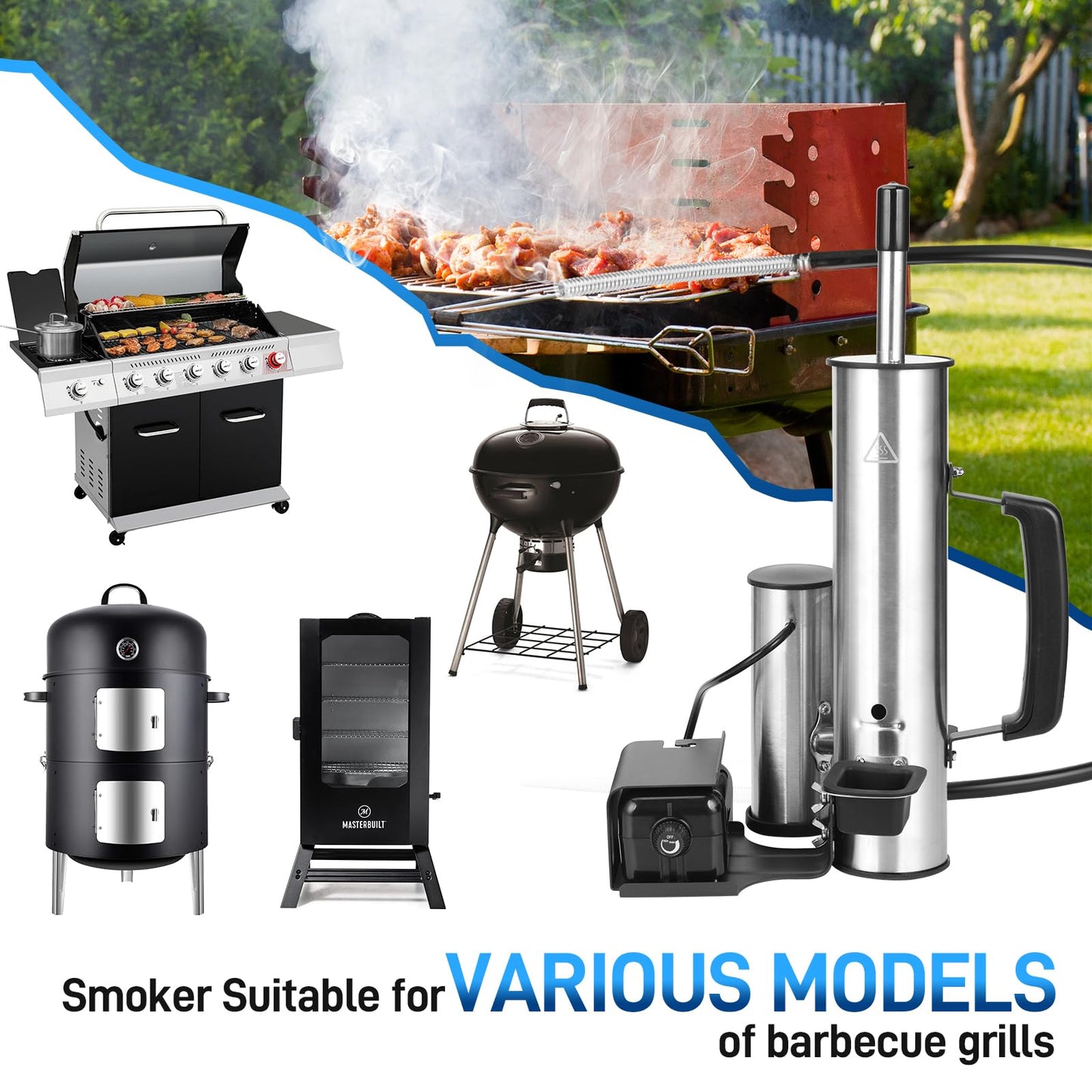 Outdoor Smoke Generator, Stainless Steel Electric Smoker, Smoke Tube for Pellet Smoker, Hot/Cold Smokers with Adjustable Smokes Volume Air Pump, Perfect for Cold Smoking Cheese, Traeger accessories