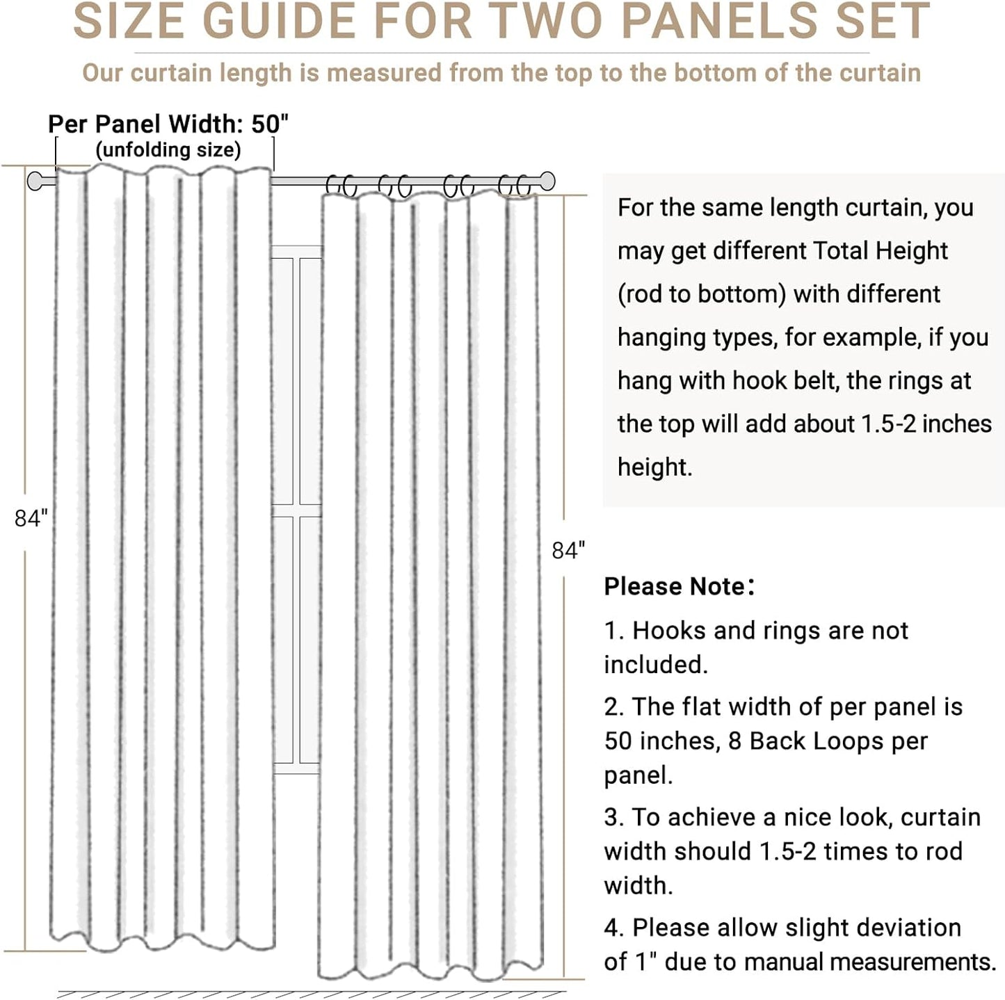 Skiennix 100% Blackout Linen Curtains - Thermal Insulated Drapes for Bedroom | 50" W x 90" L, Ash Grey