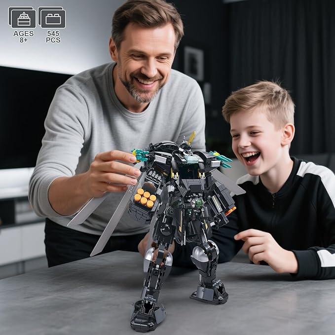 HIGH GODO Armed Mech Robot Transforming Building Blocks Set for AdultsCity Warrior Justice Hero Soldier Mech Model Building Kit Cool Creative Robots Toys Gift for Teens 545 Pieces