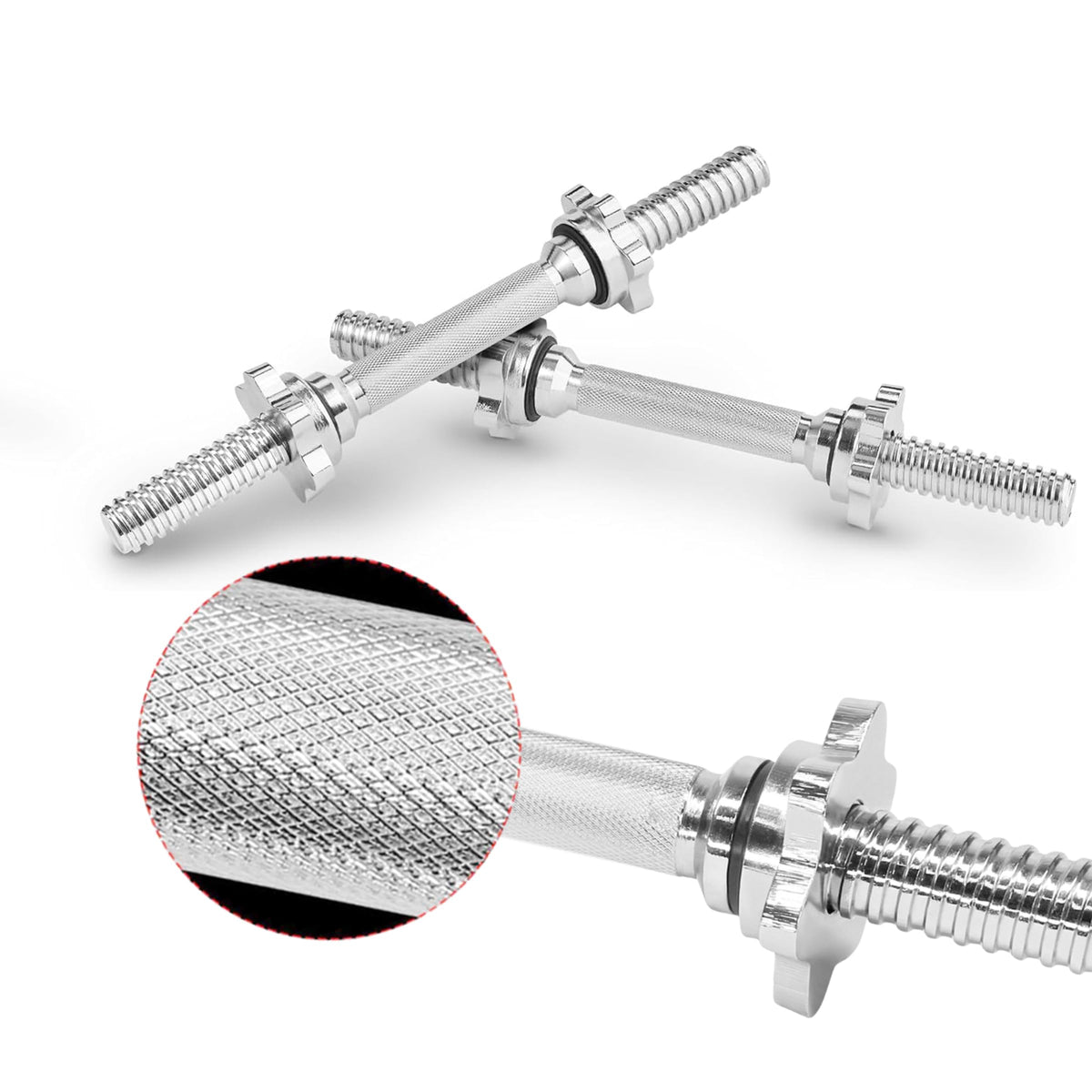 Yes4All Dumbbell Handles with Collars Standard for 1-inch Plates Weight Set (Chrome, Set of 2)