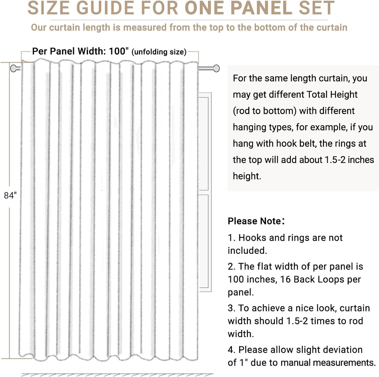 Skiennix 100% Blackout Linen Curtains - Thermal Insulated Drapes for Bedroom | 96" Long, Black, 100" W