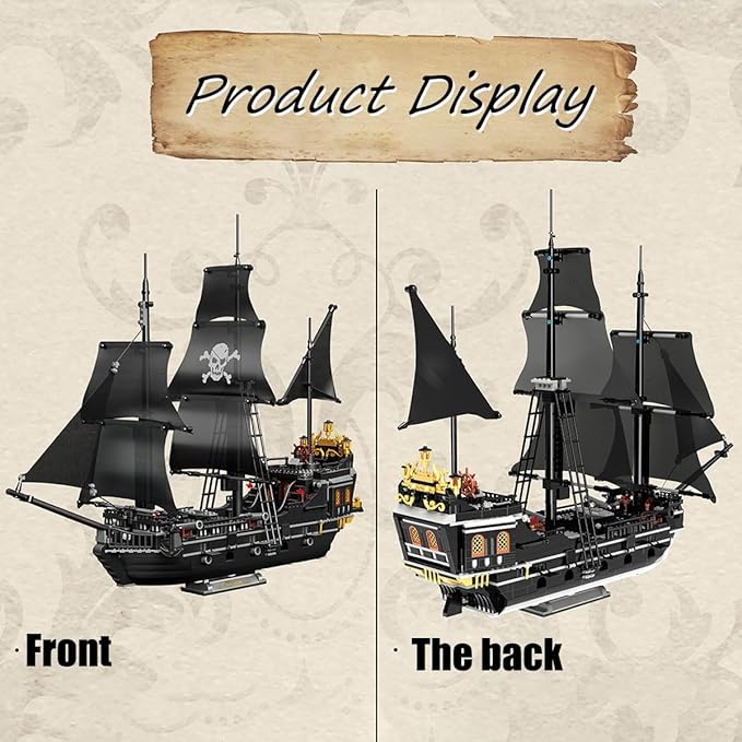 Black Pearl Pirate Ship Mini Building Blocks Set(1424PCS) Building Set Model Toys Gifts for Kid and AdultInteresting Gifts for MOC Pirate Ship Enthusiasts