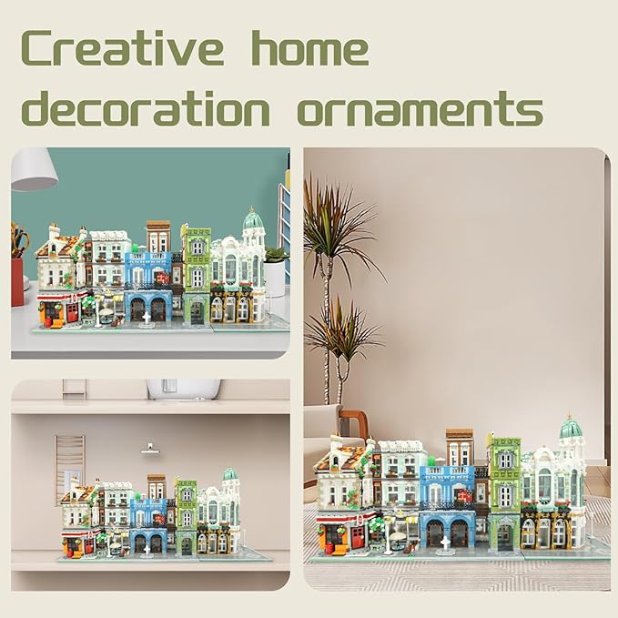 ZenithFlow Street View Building Blocks Kit Brick Square Mini Blocks Construction Toys European Architecture Model House Store Building Set Idea Gifts Home Decoration Collection for Adults 3299 PCS