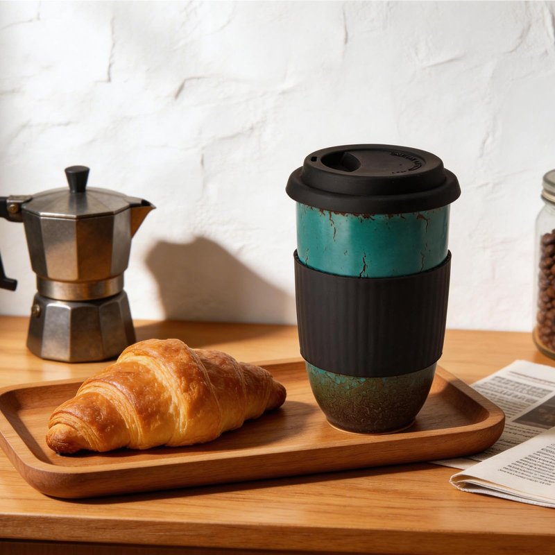 Moxhendix Ceramic Travel Mug With Lid, On the Go Coffee Mug.16oz-Ceramics Coffee Tumbler. Dishwasher and Microwave Safe.Reusable Coffee Mug-Suitable for travel, office, car cup,Daily use.