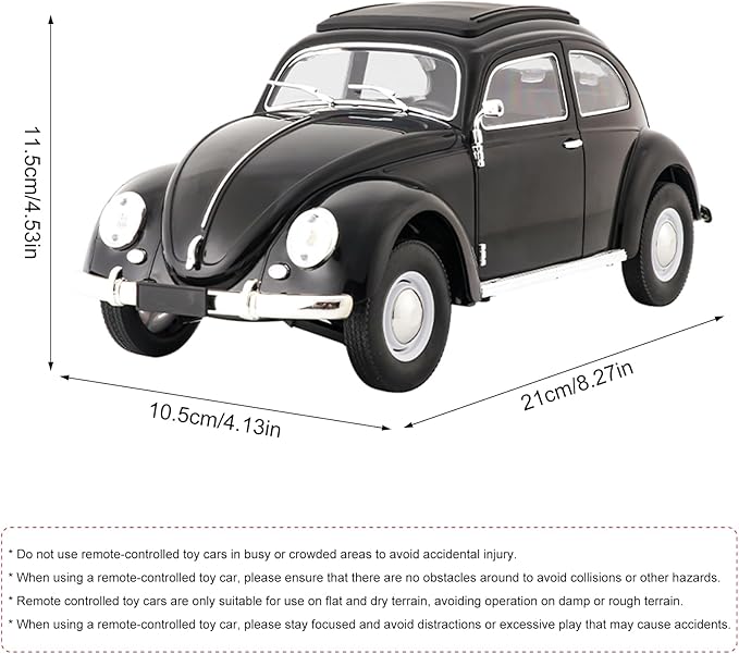 Remote Control Car 1:16 Scale Classic Beetle Model Toys Car for Adults 2.4GHz 4CH RC Car Rear Wheel Drive with LED Ligjhts and 2 Rechargeable Batteries